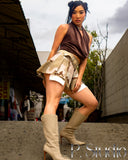 BIA Pleated Mini Skirt in Desert Camo